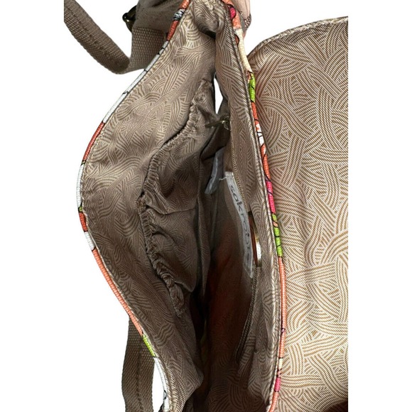 Sakroots Orange Floral Print Crossbody Messenger Flap Purse Bag Coated Canvas - Picture 12 of 13